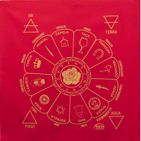 Toalha Tecido Jogo de Cartas Cigana 70 x 70 cm Vermelha